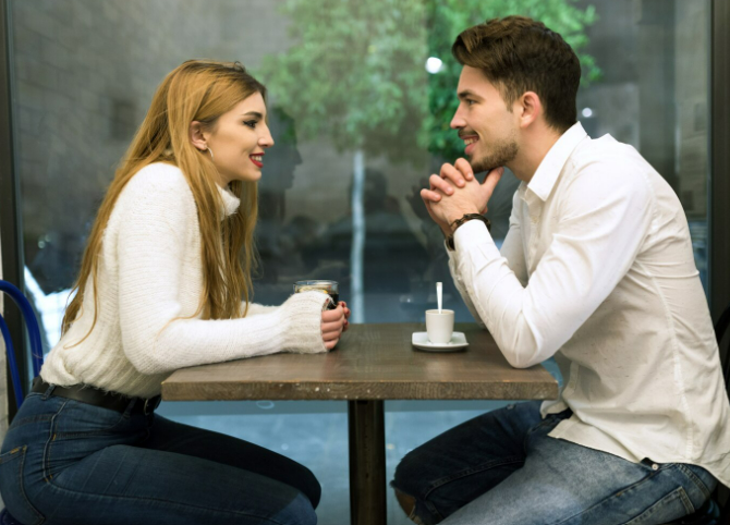 Couple having an honest conversation about dating and emotional connection